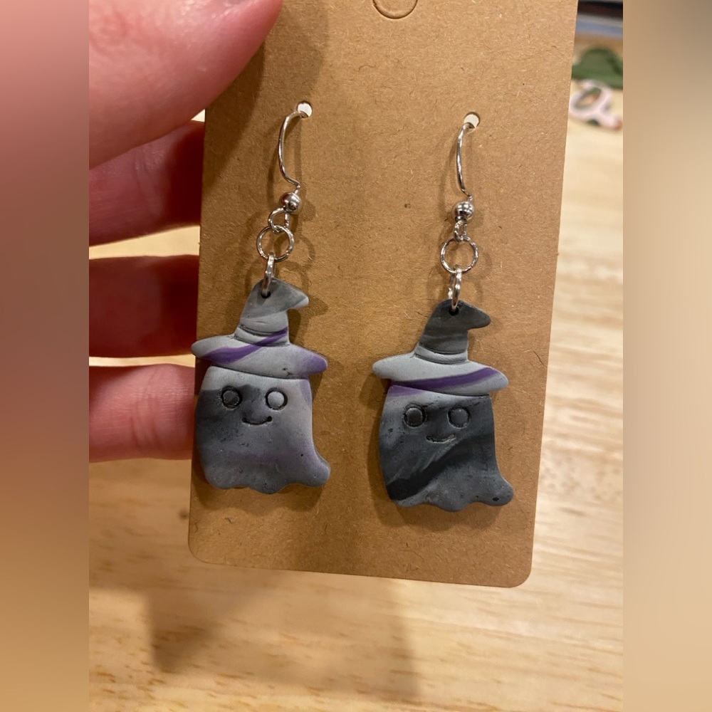 Supercute Polymer Clay Ghost Earrings